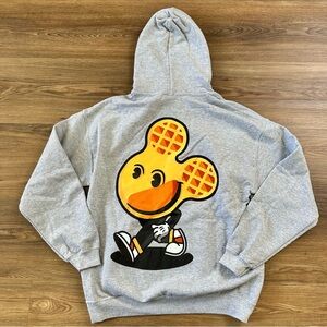 The Lost Bros Mickey Waffle‎ Unisex Adult Medium Gray Hoodie Sweatshirt Disney